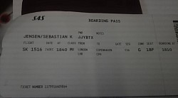 billetten  . den første fra SAS